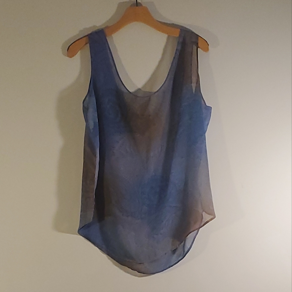Handmade Tank Top Silky Satin See Through Camisol Blue Ombre